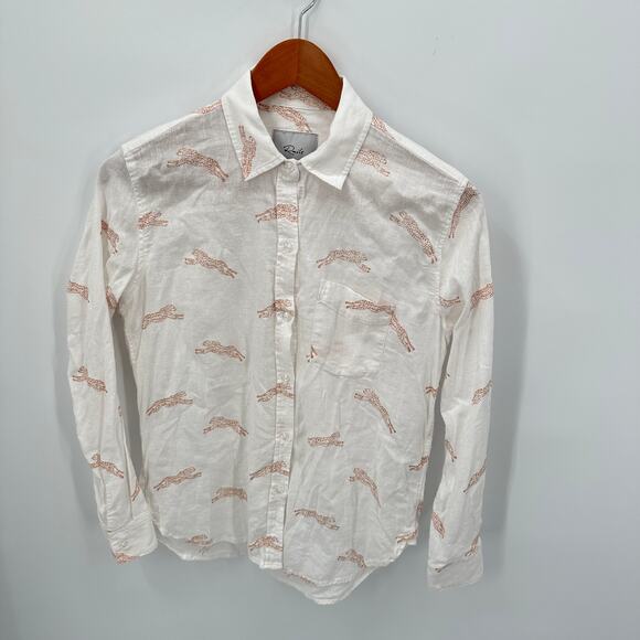 RAILS Charli Golden Cheetah Linen Blend Button Down // XS - Picture 6 of 13